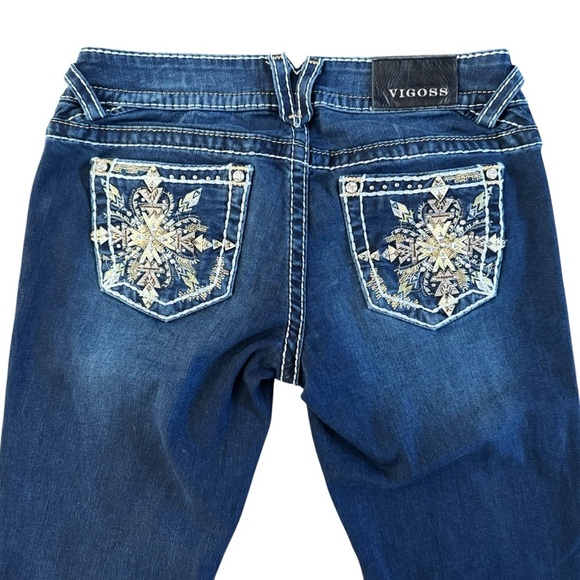 Vigoss Chelsea boot bootcut jeans women’s sz 6 10 festival boho cowgirl glam - Picture 1 of 16